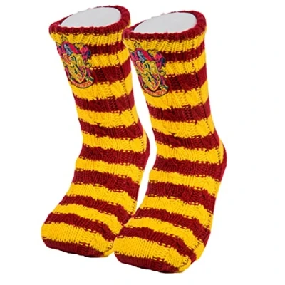 Image of Merchoid Harry Potter Gryffindor Slipper Socks Faux Fur lined, non slip, warm &amp; comfy Hogwarts House