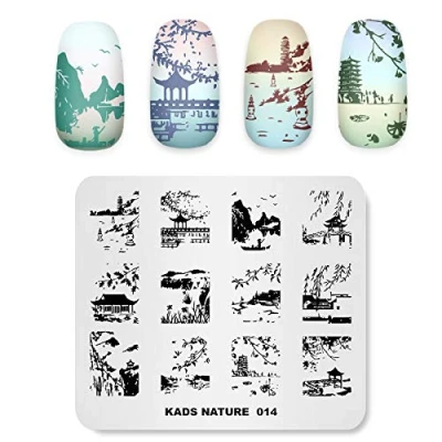 Image of KADS Nail Stamping Plate Chinese Style Nature Template Image Design Plates for Art Decoration and DIY Art(NA014)