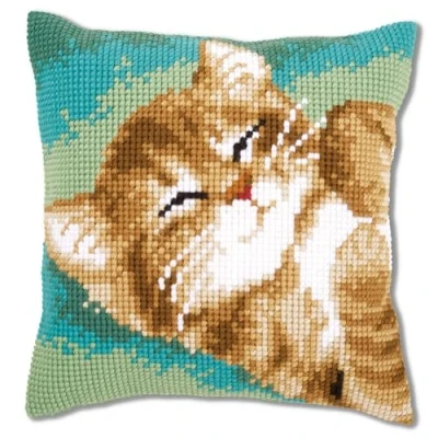 Image of Vervaco Cushion: Cat, Acrylic, Assorted, 10 x 1 14 cm