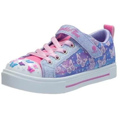 Image of Skechers Girl&#039;s Twinkle Sparks Ombre Flutter Sneaker, Lavender, 1 UK Child