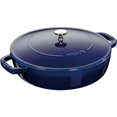 Image of STAUB 40511 477 0 Cast Iron Chistera, Dark Blue, 24 cm