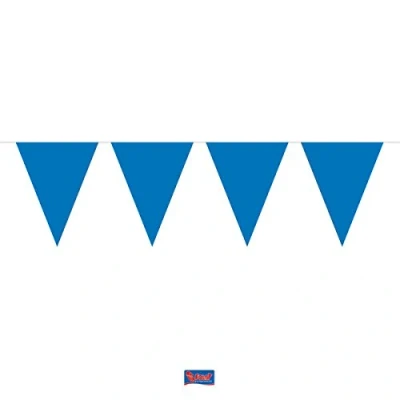 Image of Bunting Blue 10 metres long with 15 Flags, Triangle, Plastic