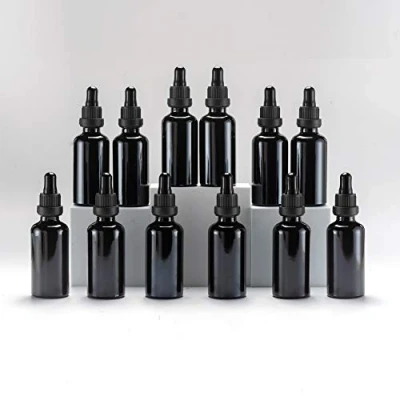 Image of YIZHAO 50ml Black Ultraviolet Dropper Bottle, Empty Eye Glass Bottles with [Glass Pipette Dropper],Small Sample Bottles,for Essential oil Diffuser,Massage,Makeup,Travel Bottles12 Pcs