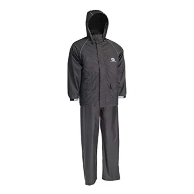 Image of West Chester John Deere JD44520 Lightweight Rain Suit 3 Piece with Jacket, Hood, and Bib: Black, X Large