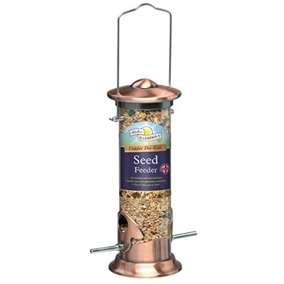 Image of Walter Harrison&#039;s Copper Plated Die Cast Wild Bird Seed Hard Wearing Hanging Feeder Medium 35 cm
