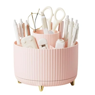 Image of YUHANGCIYE Desk Pen Holder,Rotating Stationary Organiser, 6 Compartments Organiser for Kid, Rotating Holder Art Supply Organiser(ATP#)