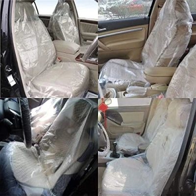 Image of TIANRUIDA Pack of 100 Car Disposable Plastic Seat Covers Vehicle Protector Mechanic Valet (1.2KG)