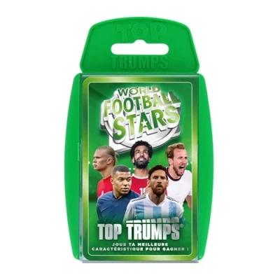 Image of Winning Moves TOP Trumps World Football Stars Board Game Card Battle Travel Format French Version