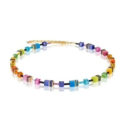 Image of Coeur De Lion Gold Tone Rainbow Cubes Necklace