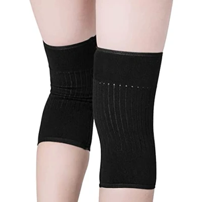 Image of Cashmere Knee Warmer Stretchy Knit Arthritic Sleeve Cosy Night Sleep Wrap Pad Brace Support Band Pain Relief Warming Braces Best for Cold Knee,Knee Problems, Elders Gift