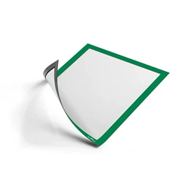 Image of Durable DURAFRAME Magnetic Frame A4 Green Pack of 5 Document for Professional Internal Signage Attachmen