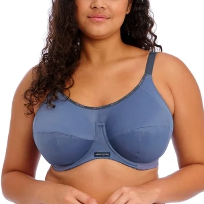 Image of Elomi Womens Energise Sports Bra Blue Polyamide Size 38D