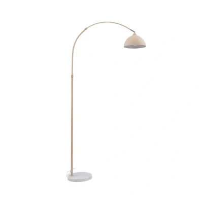 Image of Lindby Tonka floor lamp, beige, metal/marble, 180 cm, E27