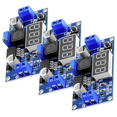 Image of AZDelivery Compatible with LM2596 DC 3 Digit Voltmeter Display 3.3V 24V Step down Module, Digital Display, including E Book! (Pack of 3)