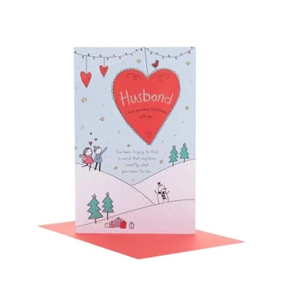 Image of UK Greetings Christmas Card for Husband Sweet Sketch Design