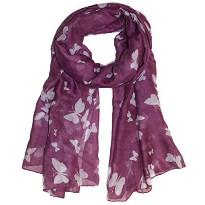 Image of UK Seller!!! New Butterfly Print Ladies Celebrity Style Long Scarves Maxi Scarf, Stole, Wrap, Sarong, shawls. (Marron/White)