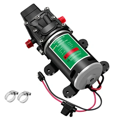 Image of LONGRUN 12V Water Pump, 6L/Min 100 PSI Diaphragm High Pressure Self Priming Caravan Pump with Switch, Sprayer for Camper Boat Lawn Marine Garden