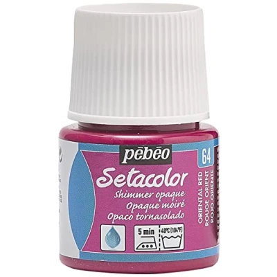 Image of Pebeo Setacolor Opaque Fabric Paint 45 Milliliter Bottle, Shimmer Oriental Red,Shimmer Red