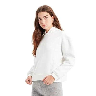 Image of Trendyol Women Regular Basic Crew neck Woven Sweatshirt Ecru