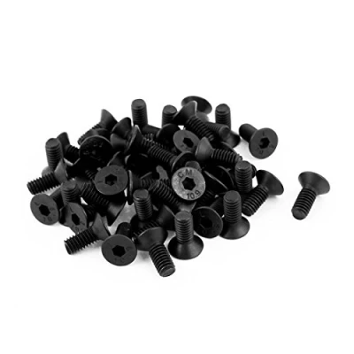 Image of sourcing map 50Pcs Black M4 x 10mm Alloy Steel Hex Socket Flat Head Countersunk Screws Bolts