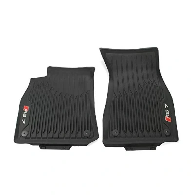 Image of Audi 4K8061221A041 Rubber Floor Mats 2 x Front (C8) Sportback All Weather Black/Red with RS7 Lettering