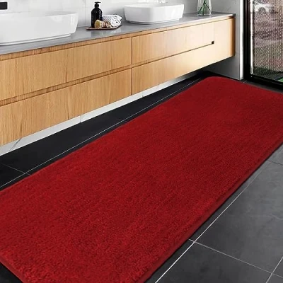 Image of Rururug Bathroom Mat, Extra Large Bath Mat 60x180cm Mats for Bathroom, Non Slip Floor Microfiber Absorbent Rugs Bedroom, Red Rug