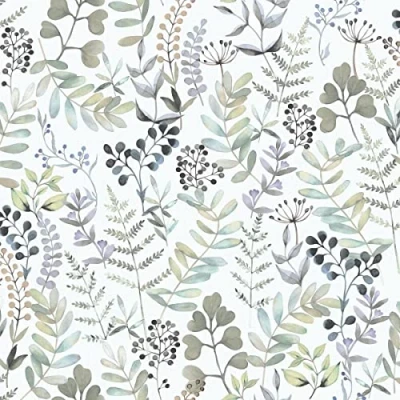 Image of Botanical Leaf Wallpaper Floral Garden Sage Green Textured Modern Contemporary Paste The Wall Vinyl
