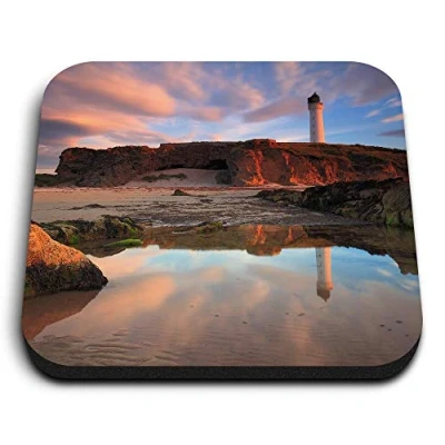 Image of 1 x Square MDF Fridge Magnet Lossiemouth Lighthouse Moray Scotland 16233