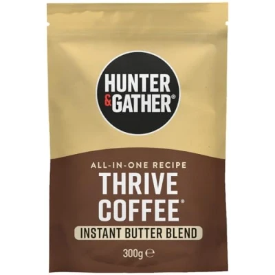 Image of Hunter &amp; Gather Thrive Coffee 300g Instant Bulletproof All In One Recipe With Organic MCT Powder, Grass Fed Butter and Arabica I Keto Mycotoxin Free