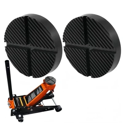 Image of 2 x Universal Car Jack Rubber Pad Trolley Lifting Platform Mat Pads Block Black