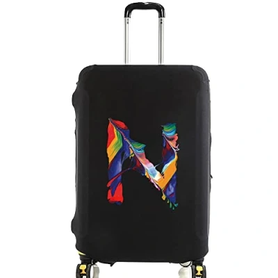 Image of initial letter Printed Design Travel Trolley Case Cover Protector Washable Suitcase Luggage Storage Covers for 18 28 inch (M (22 25 Luggage), Paint N)