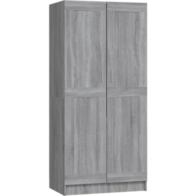 Image of vidaXL Wardrobe in Grey Sonoma Engineered Wood 82.5x51.5x180 cm Ample Storage for Clothes and Accessories Easy Self Assembly Stable Safe Structure