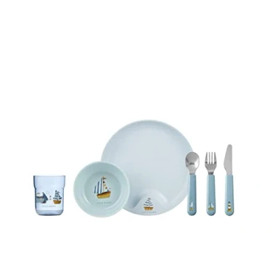 Image of Mepal Children’s dinnerware 6 Piece Set Mio Child Friendly Tableware Includes Cutlery, Glass, Plate &amp; Bowl Dishwasher Safe BPA Free of Sailors Bay