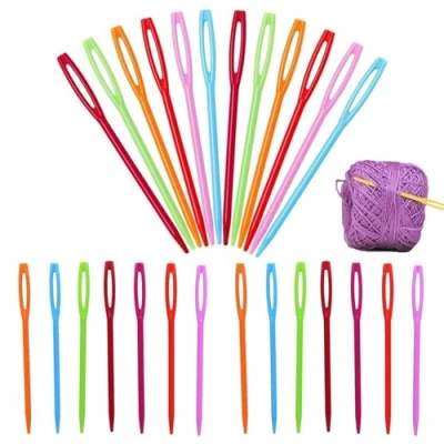 Image of Sewing Needles,40Pcs Large Eye Needles,Colorful Weaving and Needle,Eye Needles,Learning Needles, Needles for Craft DIY