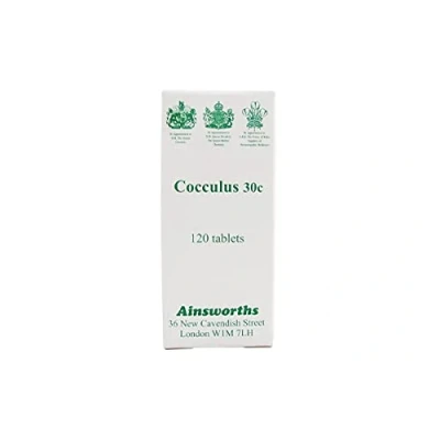 Image of Ainsworths 30C Cocculus Homoeopathic Remedy Pack of 120 Tablets