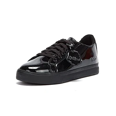 Image of Kickers Junior Girl&#039;s Tovni Lacer Patent Leather Trainer, Black, 1 UK