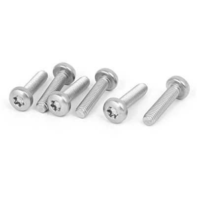 Image of Sourcingmap M6 x 25mm 316 Stainless Steel Round Torx Head Machine Screw Silver Tone 6pcs