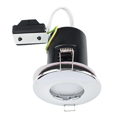 Image of MiniSun Pack of 4 Fire Rated Bathroom/Shower IP65 Polished Chrome Domed GU10 Ceiling Downlights