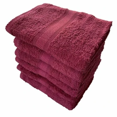 Image of Burgundy 100% Cotton 500 GSM Soft &amp; Absorbent Hand Towels 50 x 85 cm 6 Pack