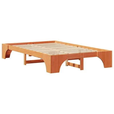 Image of vidaXL wood Bed Frame Wax brown Solid 140 x 190 cm Durable