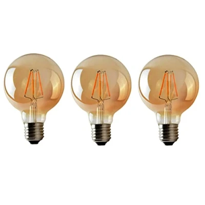 Image of LEDSone 3 Pack G95 E27 Screw Bulb, Led Edison Light Dimmable 220V 4W(40W Equivalent) 450 Lumen Warm White 2700K CRI&gt;90,G95 Filament Bulb,90% Energy Saving
