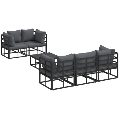 Image of Vidaxl Garden Sofa Set 6 pcs Black 70 x 32 cm Aluminium