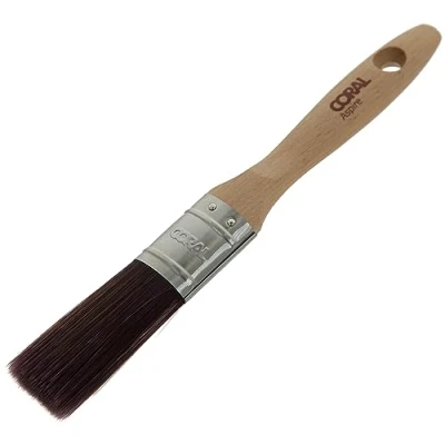 Image of Coral 31741 Aspire 1 inch Paint Brush Professional Firm Straight Cut with Oval Profile for Fast Accurate Ultra Smooth Finish Trade Emulsion or Gloss FSC Wood Handle
