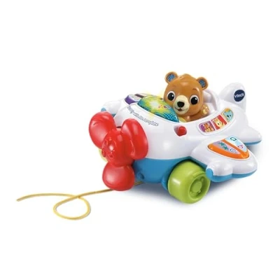 Image of VTech Baby 123 Fly with Me Aeroplane, Interactive Pull Along Toy Spinning Propeller, Numbers, Letter Sounds, Songs &amp; Phrases, Gift for Babies 12, 18, 24 months +, English Version