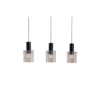 Image of Lucande pendant light Eirian, 90 cm, 3 bulb, black, glass