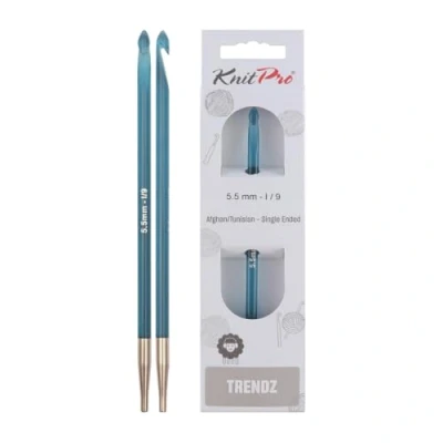 Image of Knit Pro KP51352 Trendz: Crochet Hook: Afghan/Tunisian: Single Ended: 5.50mm, 5.5mm Turquoise