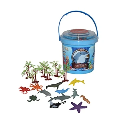 Image of Wild Republic 23152 Animals Adventure Bucket Mini Ocean, Playing Set, 10 cm, 18 Pieces, Multi, 18Piece