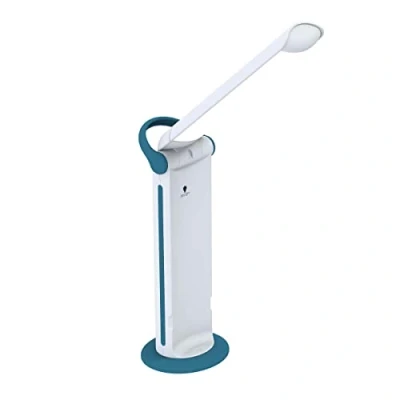 Image of Twist 2 Go™ Rechargeable &amp; Portable Daylight Lamp with Easy Shade (6,000K LED, 3 Brightness Levels, Up to 8Hrs Battery Life) Perfect for Crafts, Reading, Work Everyday Tasks (Teal/White)