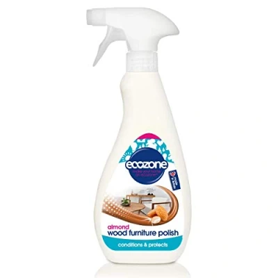Image of Ecozone Almond Fragranced Wood Furniture Polish, Conditions &amp; Protects Wooden Surfaces, Indoors Outdoors, Gentle Nourishing Natural Formula, Vegan Friendly Cruelty Free (500ml Spray)
