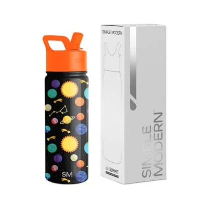 Image of Simple Modern Kids Water Bottle with Straw Insulated Stainless Steel Reusable Tumbler for School, Girls, Boys Summit Collection 530ml Solar System